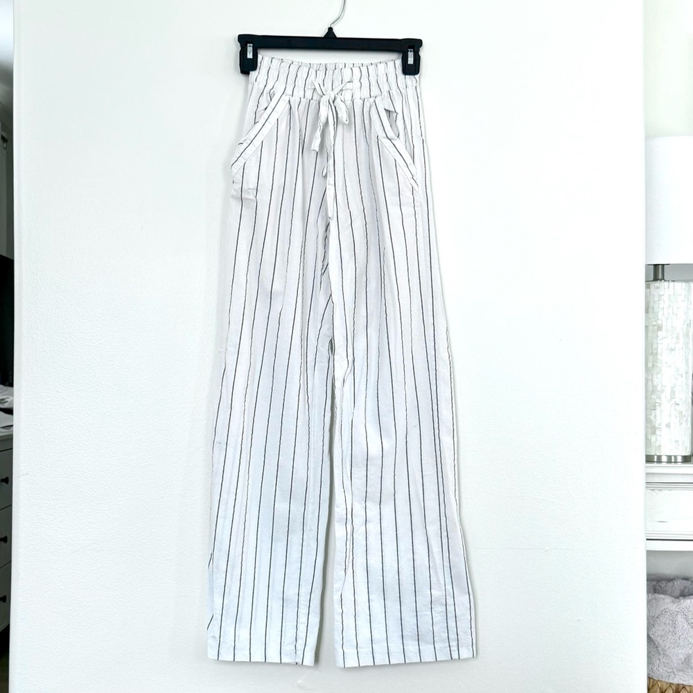 Sienna Sky White and Dark Gray Striped linen Pants